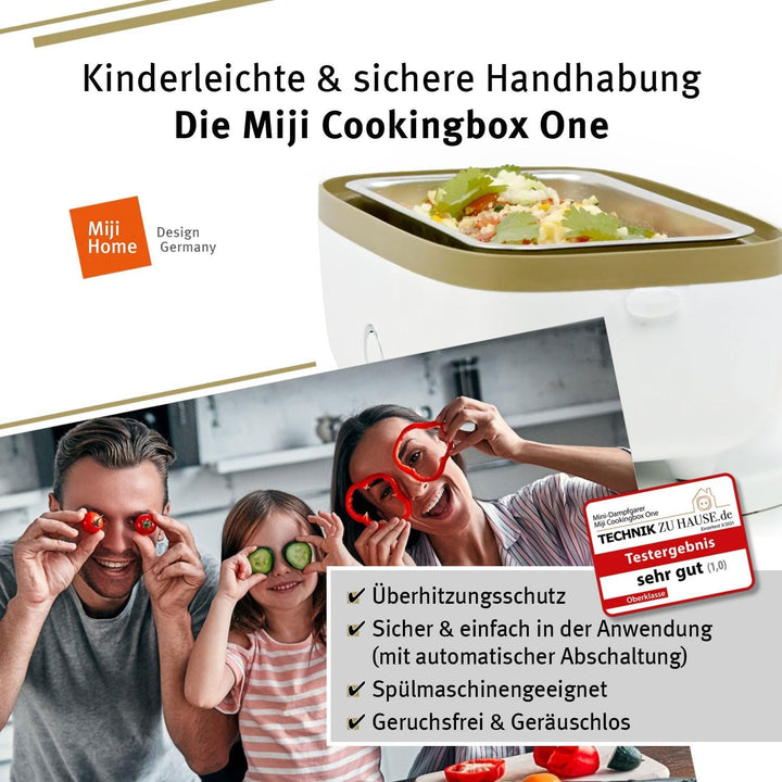 Miji mobiler Mini Dampfgarer,gesund-kochen-überall,1 Liter,250 Watt, ideal für Single-Menüs,Gemüse,a