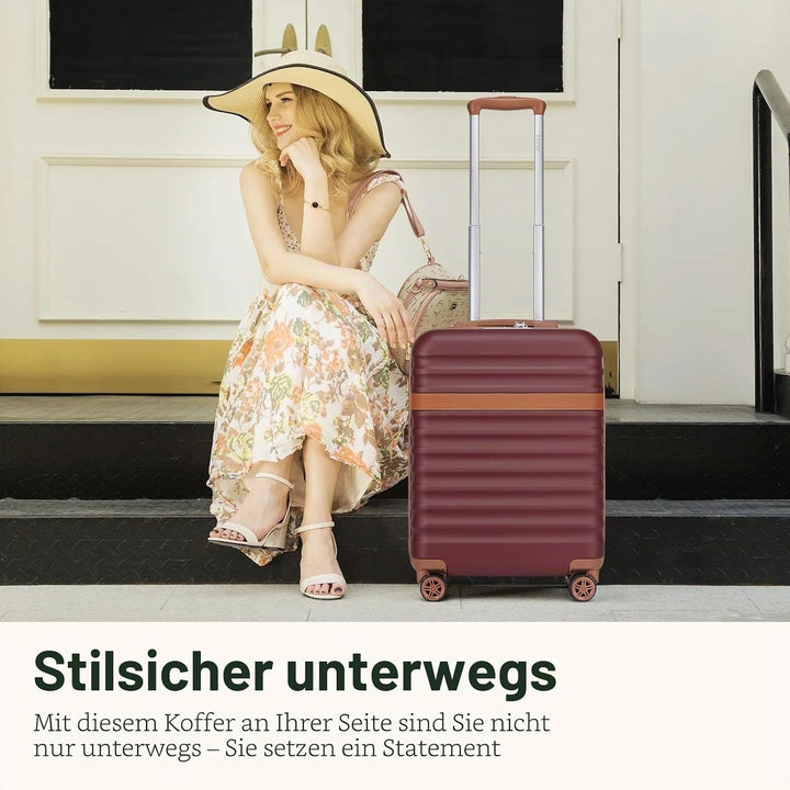 KONO Handgepäck Koffer Trolley Koffer Reisekoffer leicht aus ABS+PC mit 4 Rollen Hartschalenkoffer T
