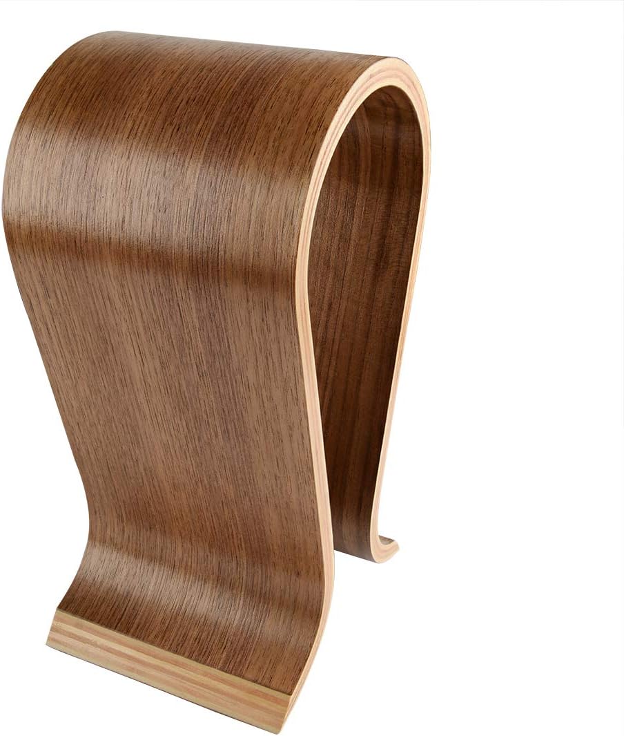 Linkidea Omega Holz-Kopfhörerständer - Headset-Halter/Aufhänger Mit Walnuss-Finish - Schreibtisch-Di