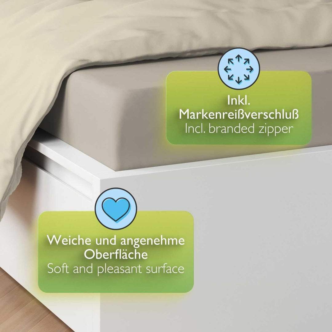 ETÉREA Renforcé Bettwäsche 200x200cm + 2X 50x75cm - 100% Baumwolle Bettbezug Jeanine natürlich weich