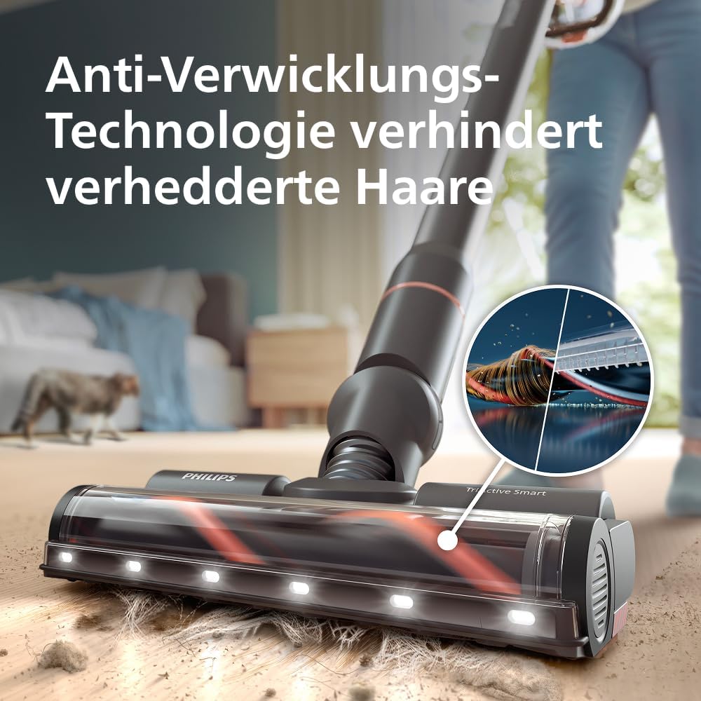 Philips Akkustaubsauger 7000 Series Pet, Überlegene Saugleistung, 80 Min. Laufzeit, Bodentypenerkenn