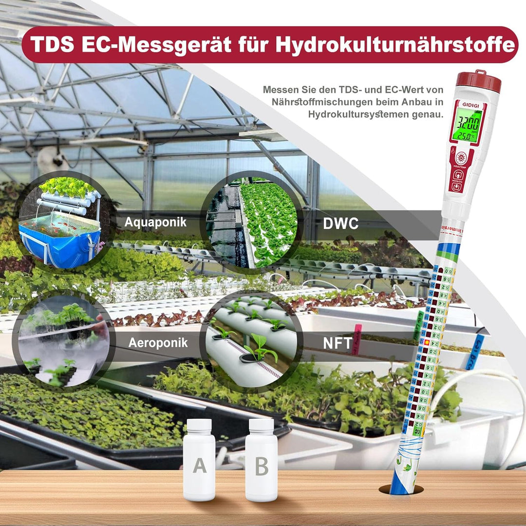 Digitaler EC Messgerät Grow(EC/PPM500/PPM700/CF) Leitfähigkeitstester Hydrokultur PPM TDS Messgerät