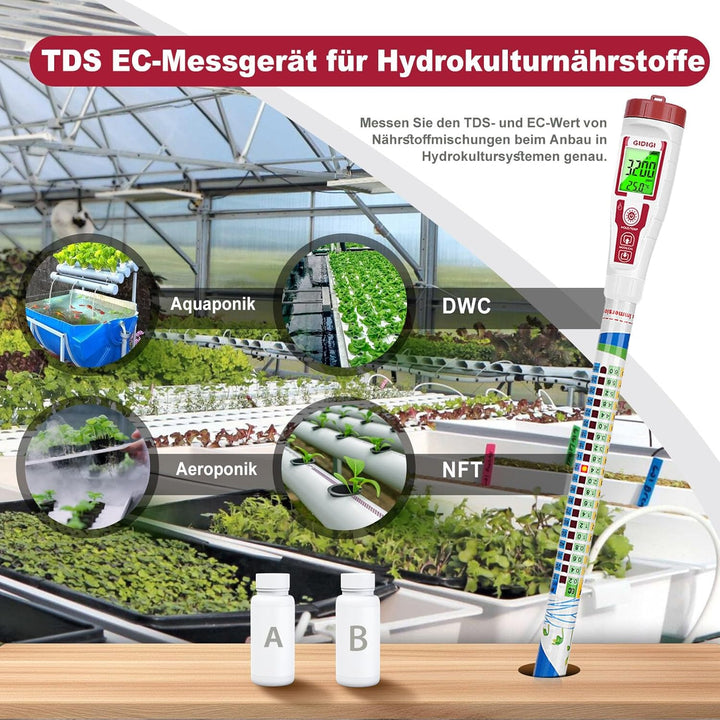 Digitaler EC Messgerät Grow(EC/PPM500/PPM700/CF) Leitfähigkeitstester Hydrokultur PPM TDS Messgerät