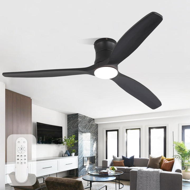Sofucor 132cm Deckenventilator mit Beleuchtung,Massivholz Deckenventilator mit Licht und Fernbedienu