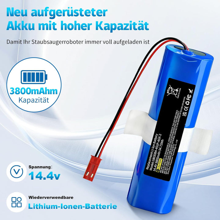 3800mAh Li-ion Akku, Ersatzakku für iLife Zaco V5s Pro,V5x,V4,V3s Pro,V8s,V50,V80,V85 Home Cleaner H