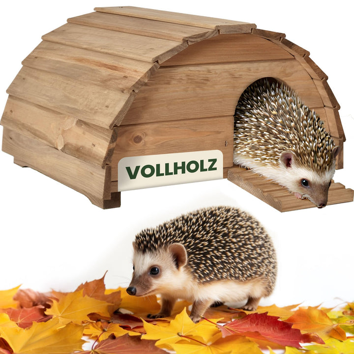 zooprinz Igelhaus aus Vollholz – Winterfest & wetterfest, mit Bodenplatte – Labyrinth-Eingang gegen