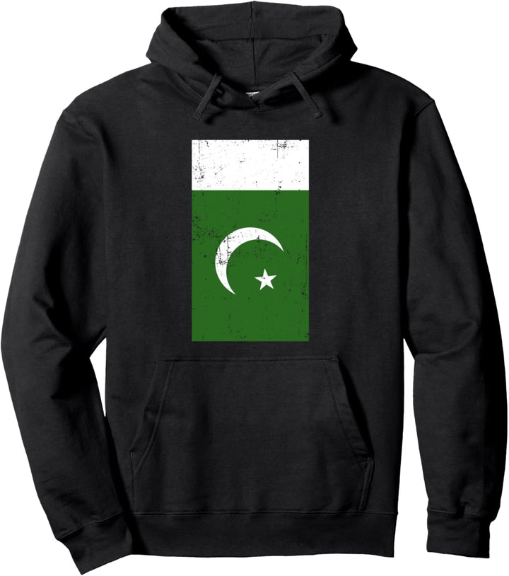 Pakistan South Asia Islamabad Distressed Flag Pullover Hoodie