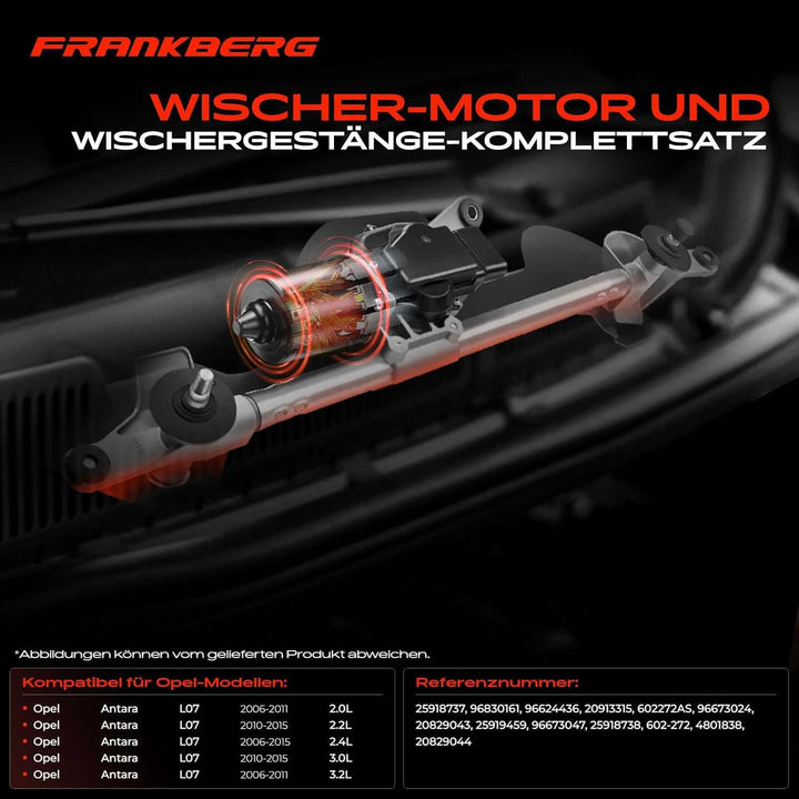 Frankberg 1x Wischergestänge Mit Motor Vorne Kompatibel mit Antara L07 2.0L-3.2L SUV 2006-Heute Repl