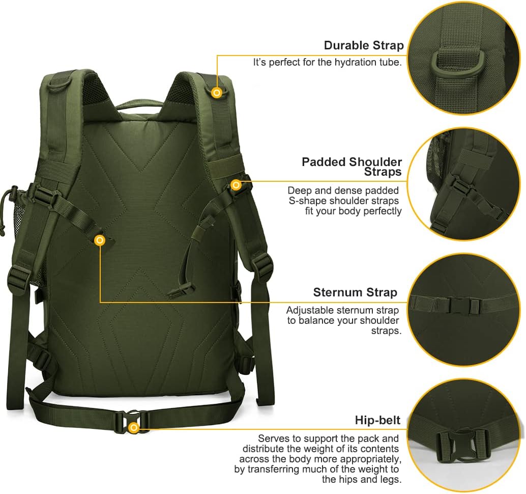 Mardingtop 28L Rucksack Taktischer Rucksack Wanderrucksack Trekkingrucksack Angelrucksack für Surviv