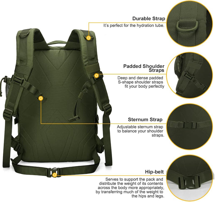 Mardingtop 28L Rucksack Taktischer Rucksack Wanderrucksack Trekkingrucksack Angelrucksack für Surviv