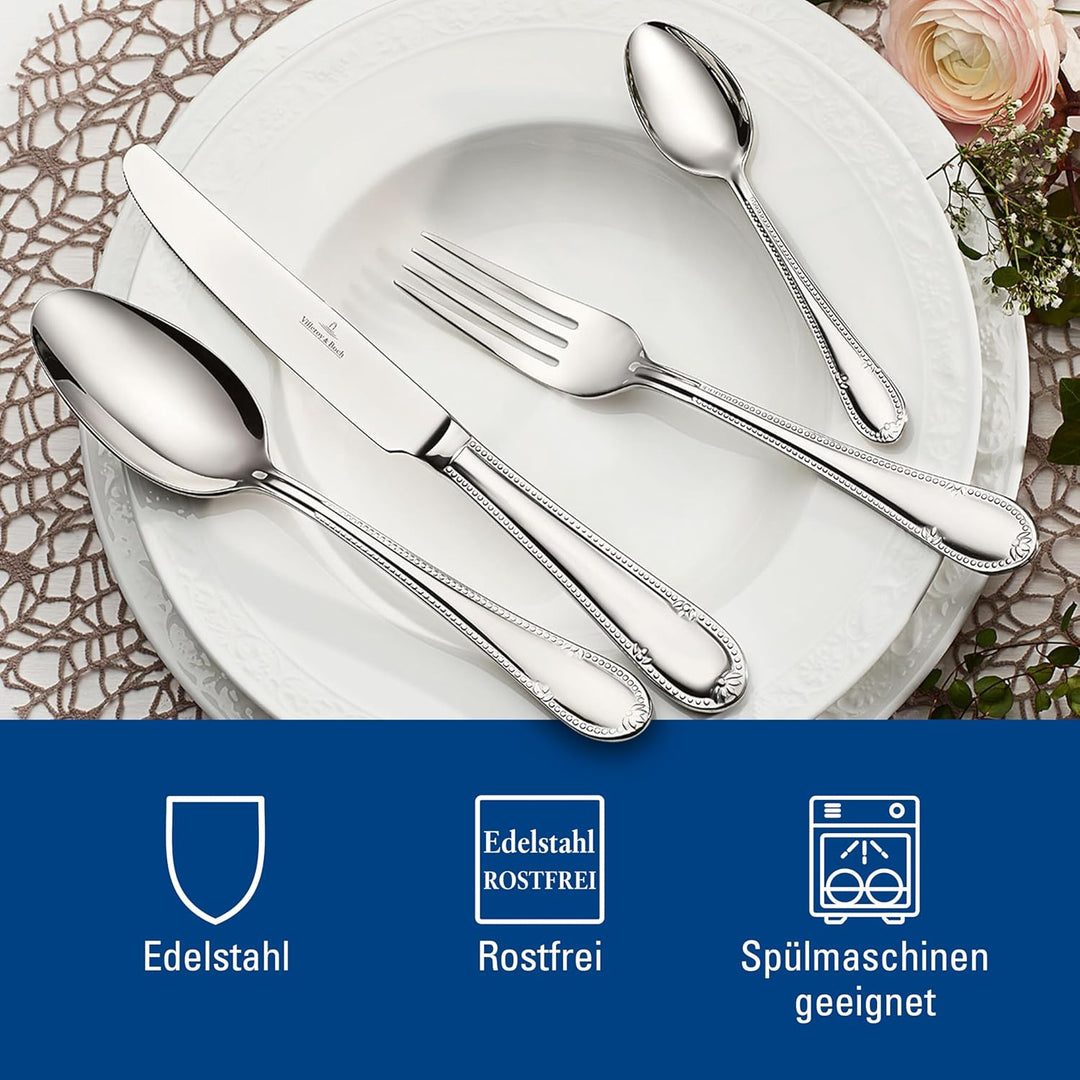 Villeroy & Boch - Mademoiselle Besteckset 24-teilig Silber, Spülmaschinenfest, Besteck Set für 6 Per
