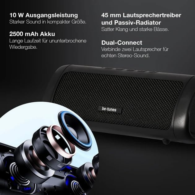 Bluetooth Lautsprecher – Kleine Musikbox mit LED-Licht – 24 Std Akku – Tragbare Partybox – Boombox I