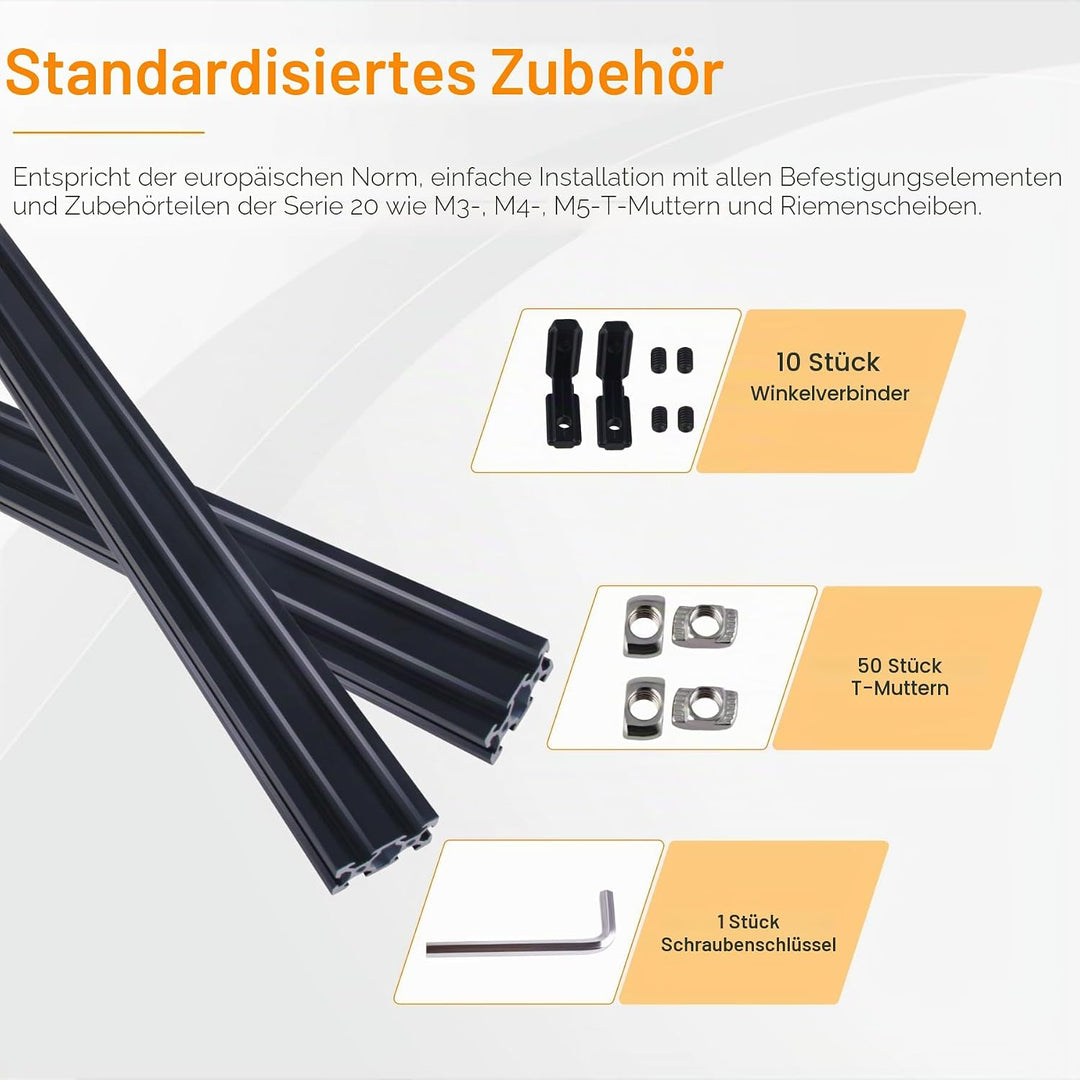 CNCYEAH 10 Stück 2040 Aluminiumprofil Extrusions 1220mm Nut 6.2 V-Typ Europäischer Standard Eloxiert