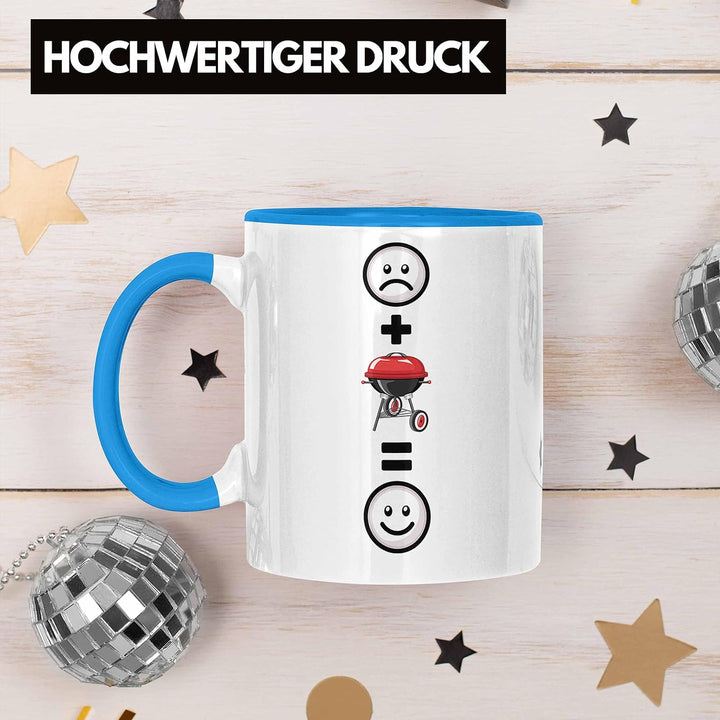 Trendation - Grillen Tasse Geschenk für Männer Grillmeister Fleisch Lustige Geschenkidee :(+ Grillen