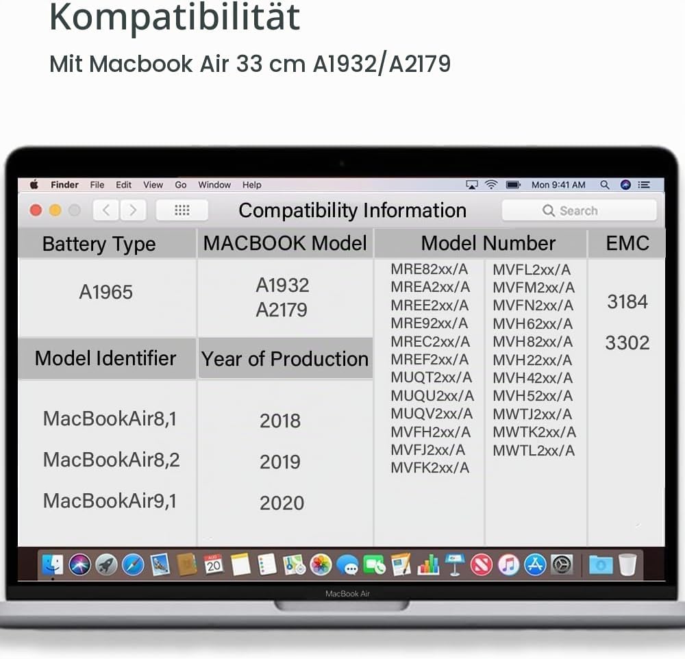 XINGLT A1965 Akku A1932 A2179 Akku Ersatz Laptop Akku für a1932 MacBook Air 13 Zoll Retina A1965 Akk