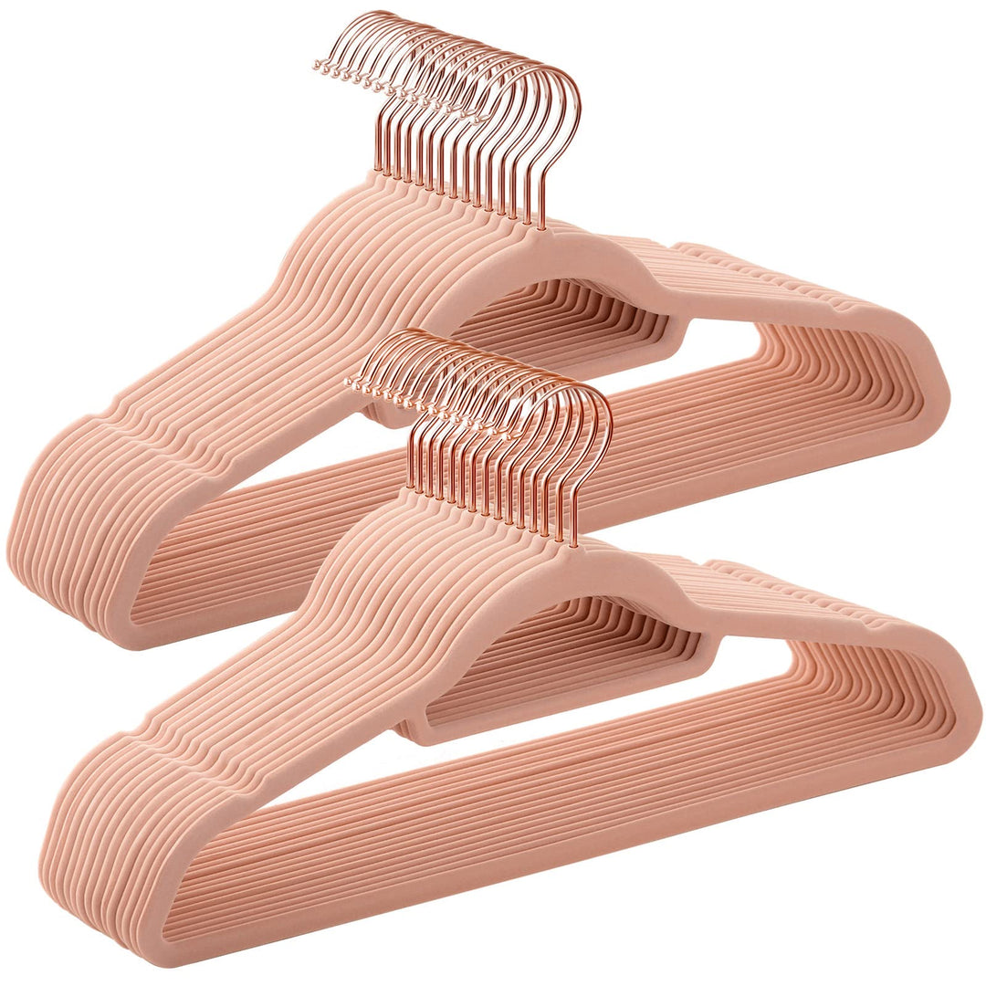 SONGMICS Kleiderbügel Samt, 30er Set, Bügel, rutschfest, kleine Stange für Krawatten, 360° drehbarer