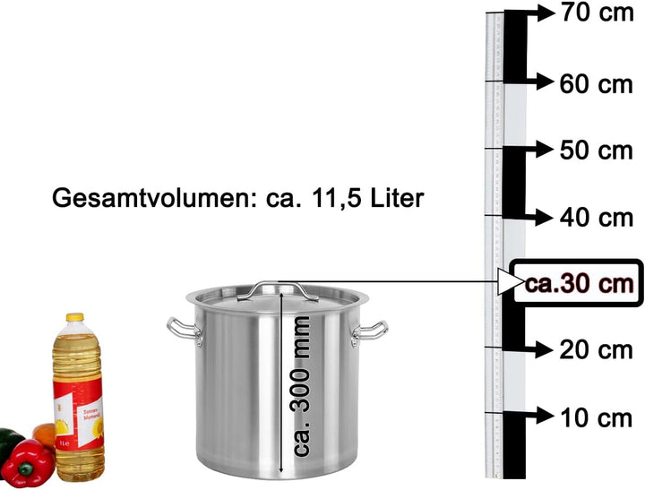 Beeketal 'BKT-12' Gastronomie Kochtopf ca. 11,5 Liter aus Edelstahl mit starken Griffen und Deckel,