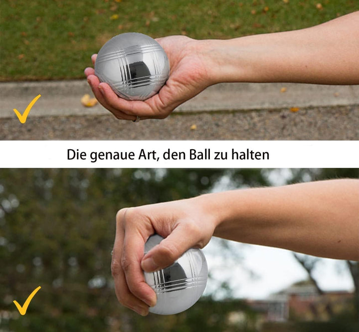 Boule Set, 8 Boccia aus Metall, mit 2 Holzkugeln, 2 Abstandsmesser, 1 Boules-Kugel Magnetvorrichtung