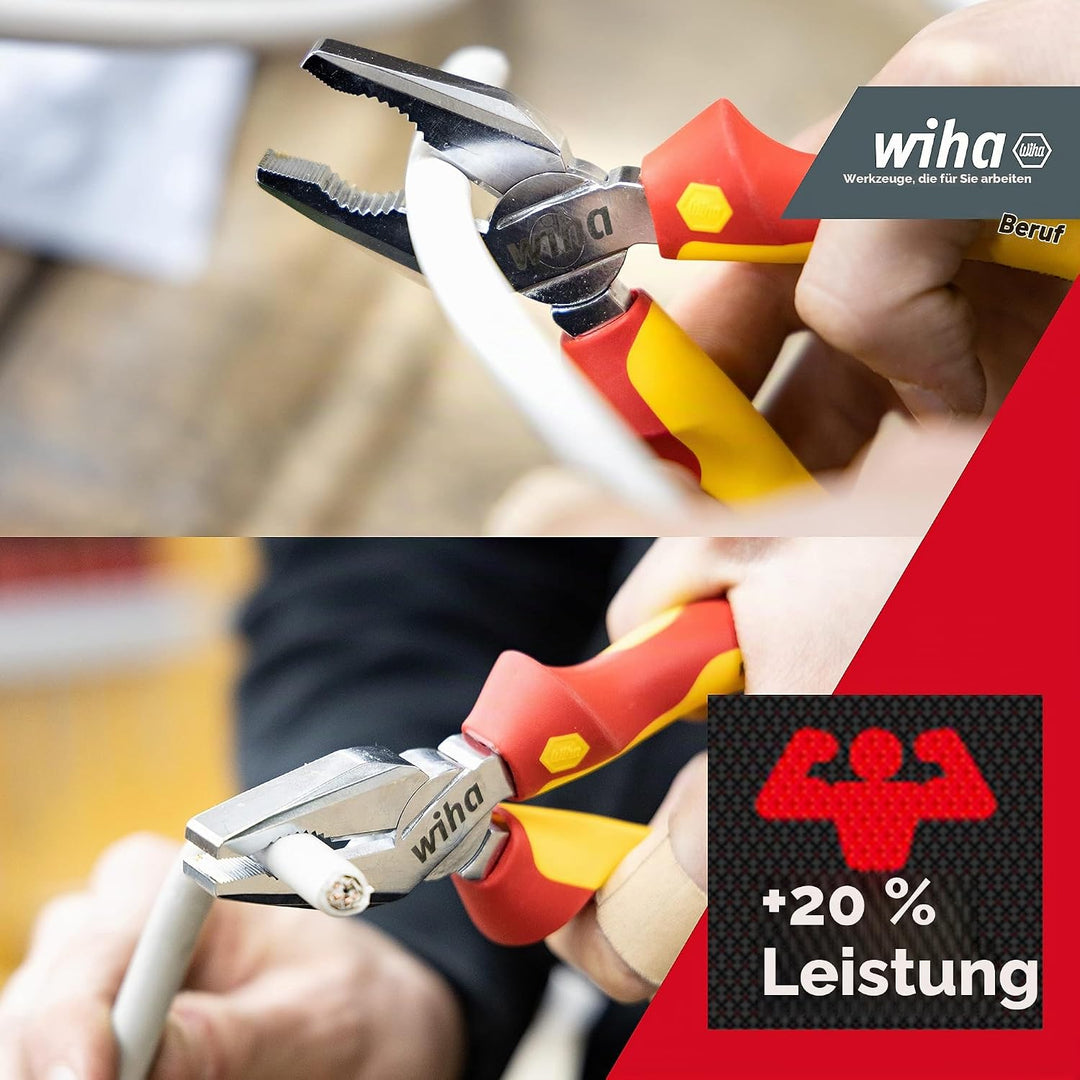 Wiha Kombizange Professional electric 180 mm I optimale Kraftübertragung I lange Schneide I Greifflä