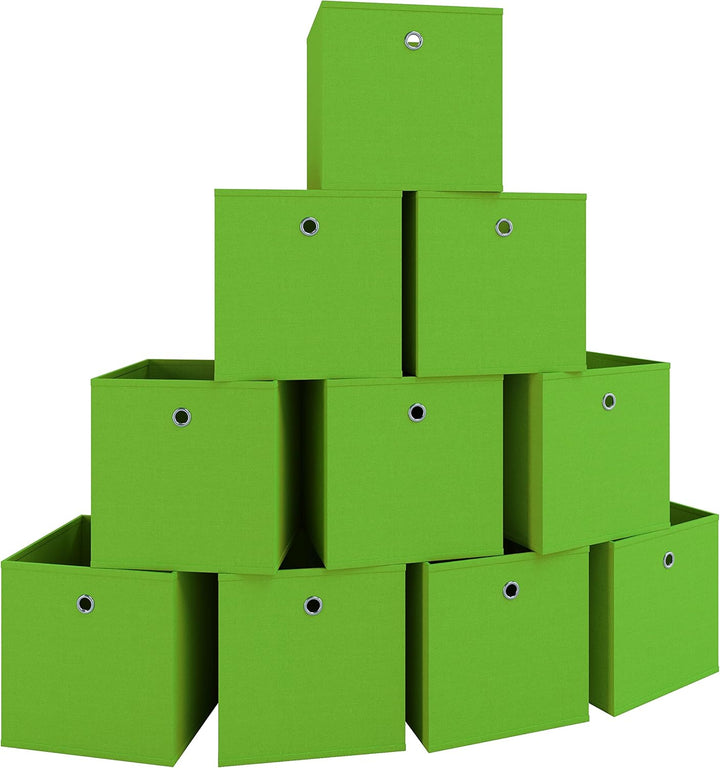 VCM 10er Set Faltbox Klappbox Stoff Kiste Faltschachtel Regalbox Aufbewahrung Boxas Grün, Grün