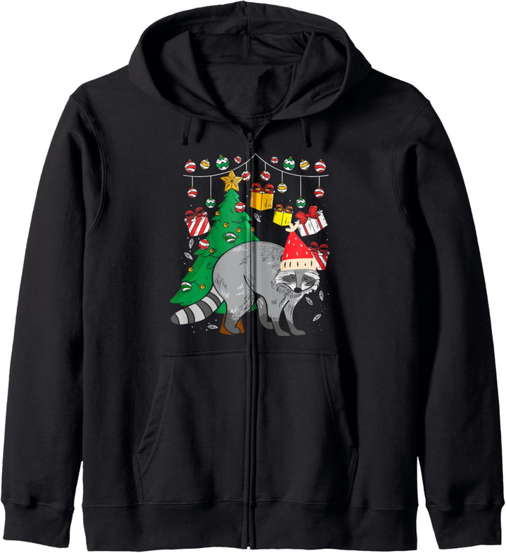 Ugly Christmas Waschbär Geschenk als Kostüm Weihnachten Xmas Kapuzenjacke