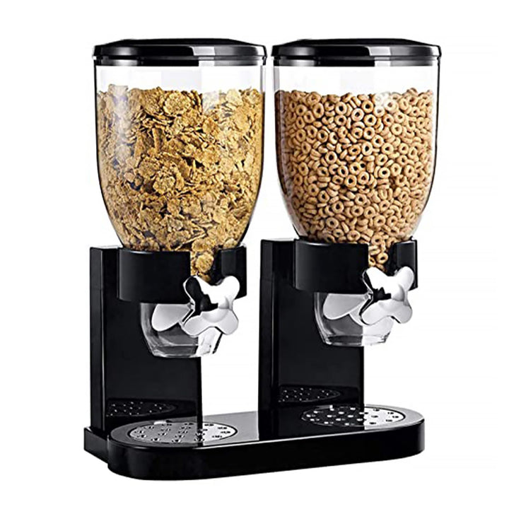 Müslispender doppelt, 2L Lebensmittelspender aus Kunststoff,Cornflakes,Süssigkeiten,Süssigkeiten und