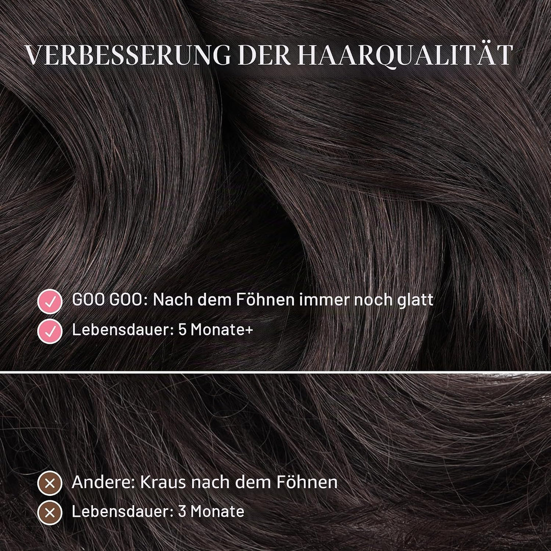 GOO GOO Tape in Extensions Echthaar, Natürliches Schwarz Real Remy Echthaarverlängerungen Nahtlose g