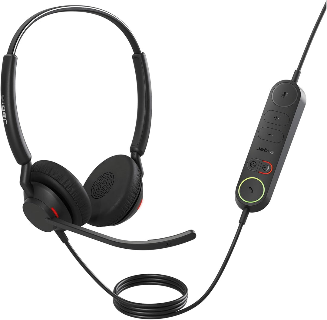 Jabra Engage 40 kabelgebundenes Stereo-Headset mit Inline Anrufsteuerung, geräuschunterdrückender 2-
