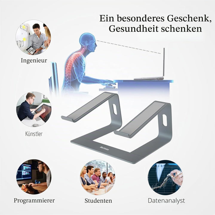 BoYata Laptop Ständer, Ergonomisch Aluminium Notebook Ständer, Tragbarer Belüfteter Laptop Halterung