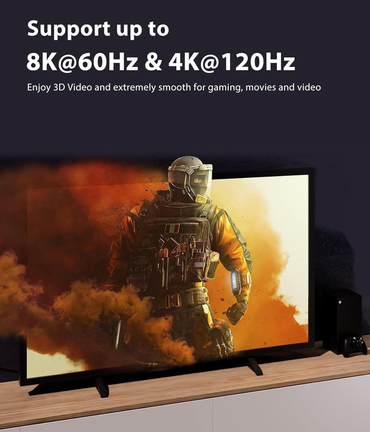 8K 4K HDMI Glasfaserkabel 10M, 48Gbps Optiches HDMI 2.1 Kabel High Speed Nylon Geflochtenes, 8K@60Hz