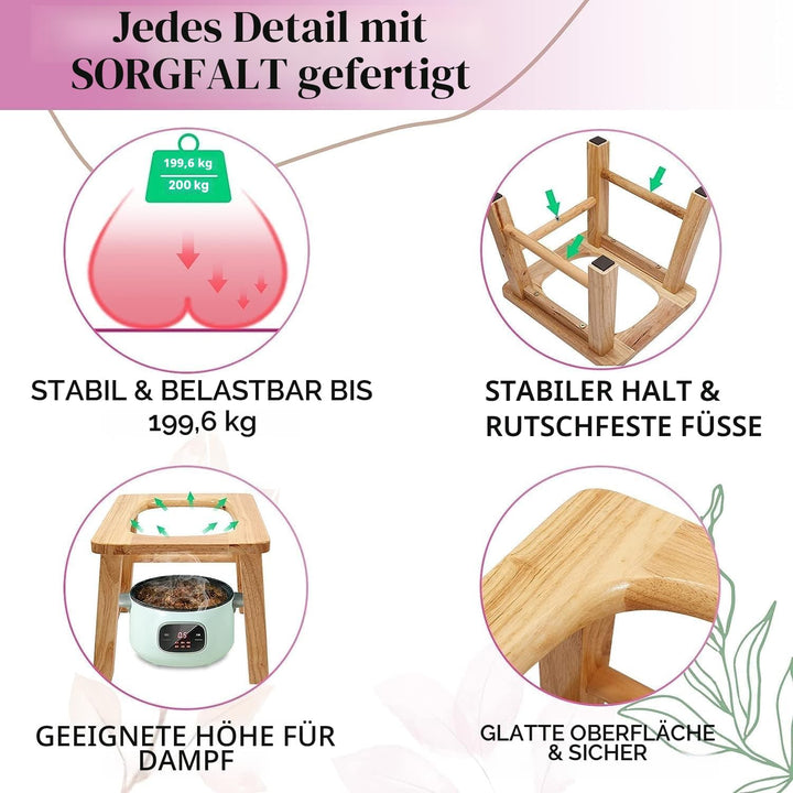 Holzdampfsitz mit vier Beinen,Dreidimensionale Toilette,Holz Yoni Dämpfen Sitz,Dampfstuhl V Dampf be