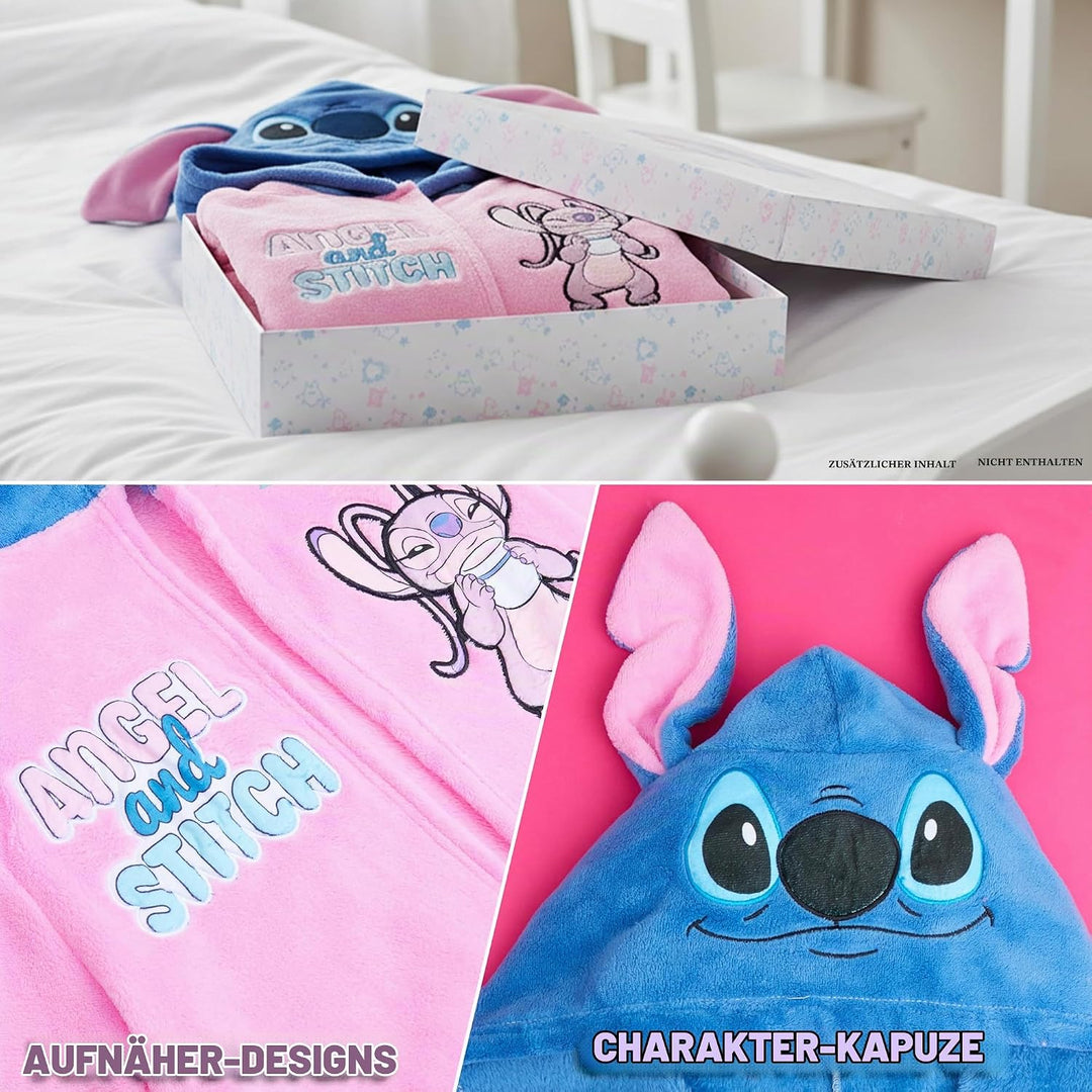 Get Trend Bademantel Mädchen, Flauschig mit Prints von Stitch und Angel, Barbie, Disney Prinzessinne