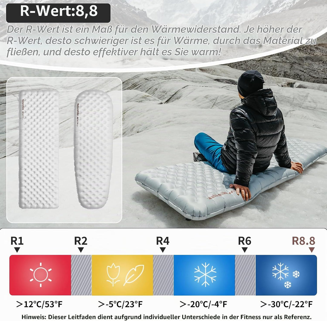 Naturehike Thermal Serie 8,8 R- Wert Camping Isomatte 4 Jahreszeiten Ultralight Selbstaufblasend Iso