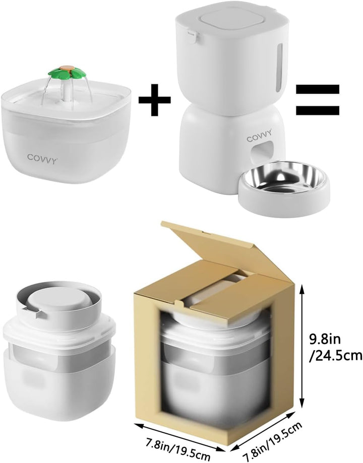 COVVY Pets Automatisches Futter- und Bewässerungs-Set, 3 l Futterspender und 2 l Wasserspender für k