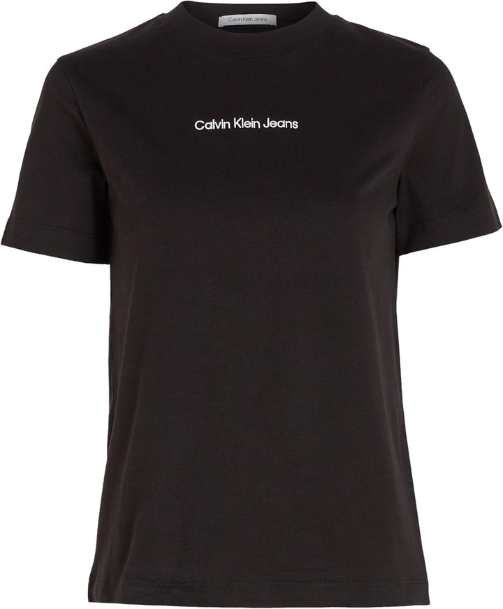 Calvin Klein Jeans Damen T-Shirt Kurzarm Institutional Straight Rundhalsausschnitt XL Ck Black, XL C