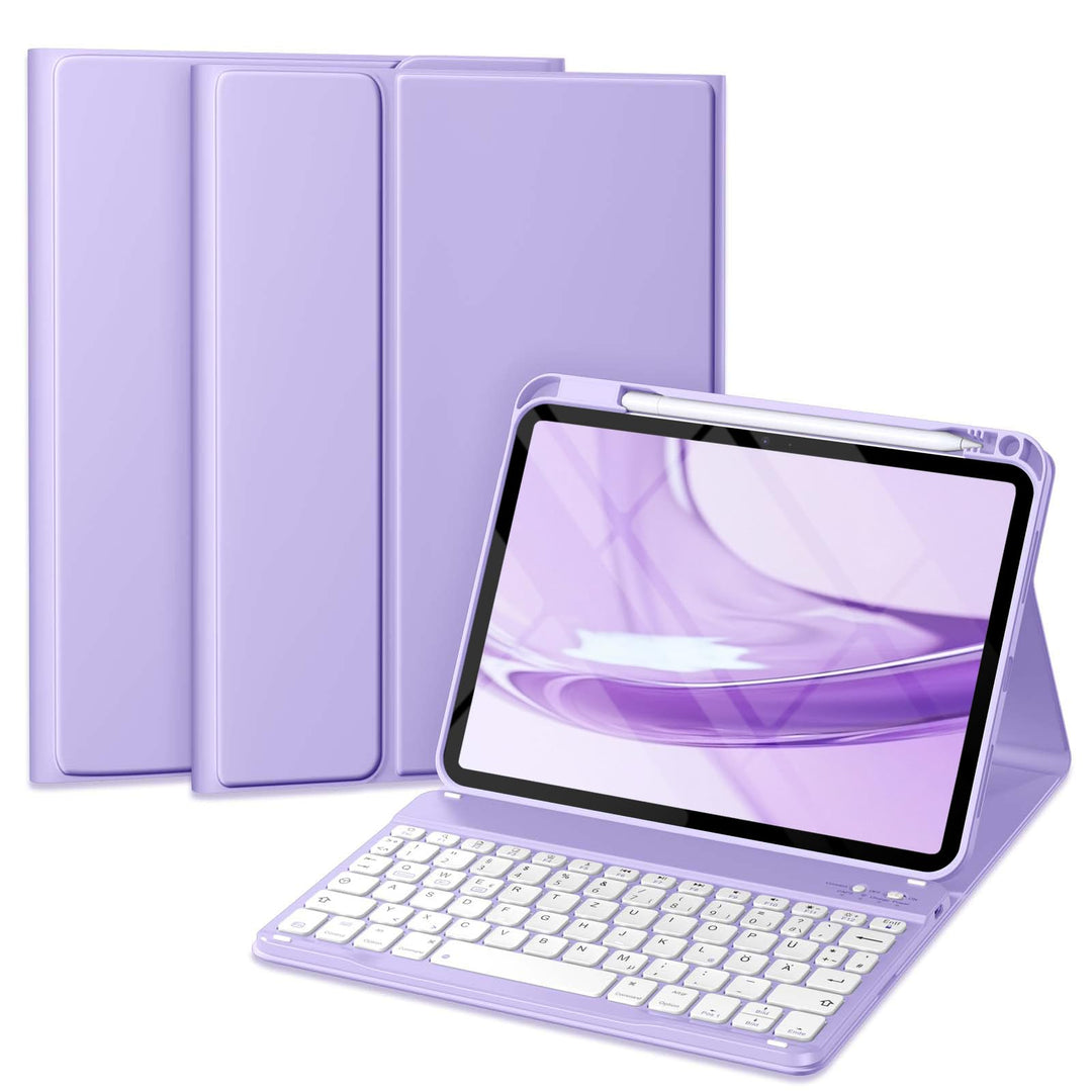Vobafe Hülle mit Tastatur für iPad A16 11/10 Generation (2025/2022, 10,9/11 Zoll), Magnetisch Abnehm