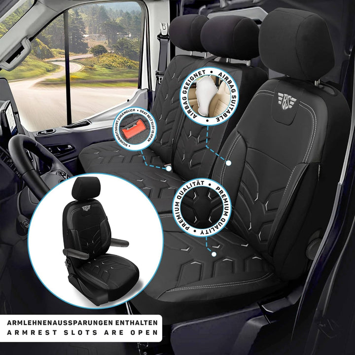 BREMER SITZBEZÜGE Schonbezüge für VW T5 T6 T6.1 Caravelle TR222 TR222 - Schwarz T5 T6 T6.1 Caravelle