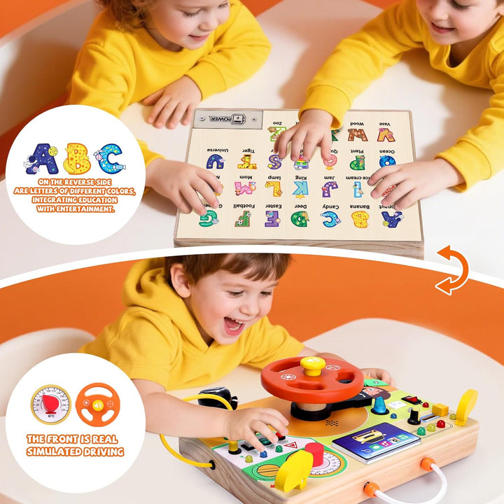 Hoarosall Busy Board Montessori Spielzeug ab 1 Jahr Lenkrad Kinder Reisespielzeug für Kleinkinder Se