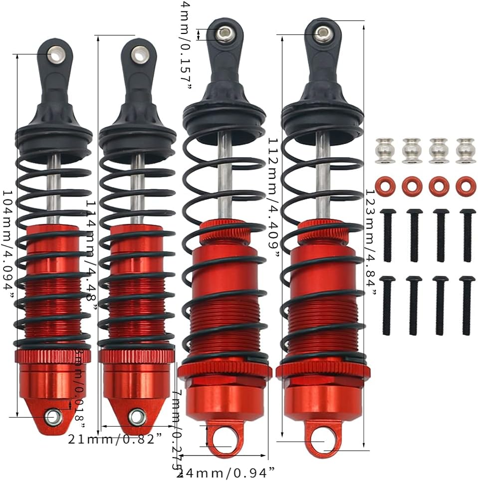 RCAWD rc Stossdämpfer set für 1/10 ARRMA 3S & Mega550 Senton Granit Big Rock Typhon Teil (rot), 4 St