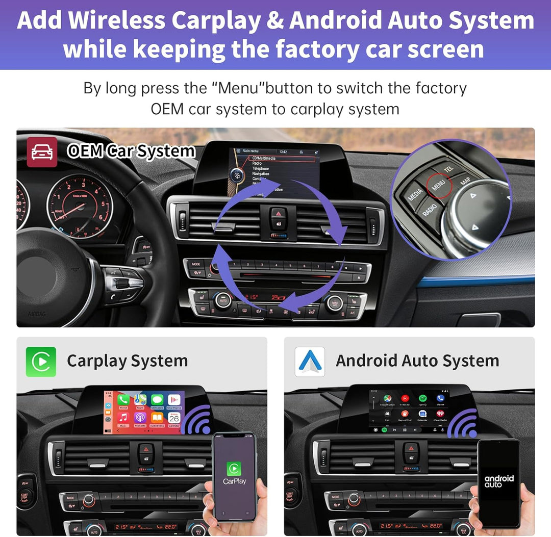 Road Top Wireless Carplay Retrofit Kit Decoder für BMW 1 2 3 4 Serie mit NBT System F20 F21 F22 F23