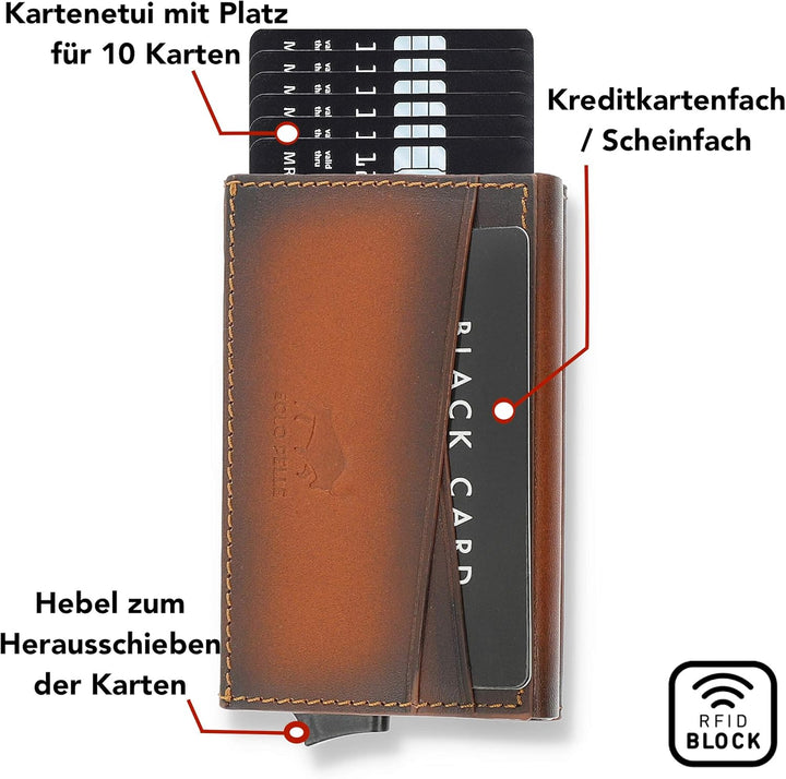 Solo Pelle Kartenetui mit RFID Schutz bis 11 Karten Portmonee Geldbeutel Kreditkartenetui für den Al