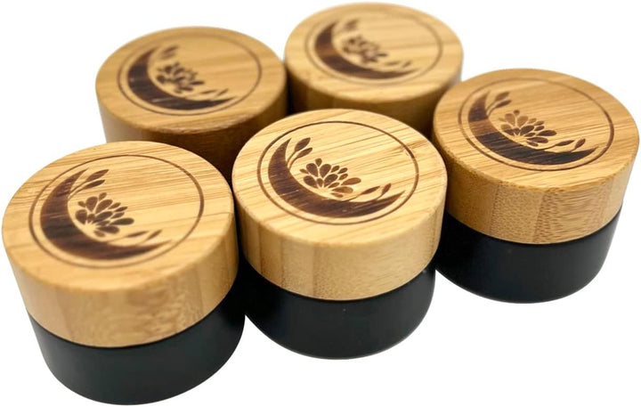 Wachsmann | Hochwertige Glastiegel mit Bambusdeckel | schwarz | Für nachhaltige DIY-Naturkosmetik |