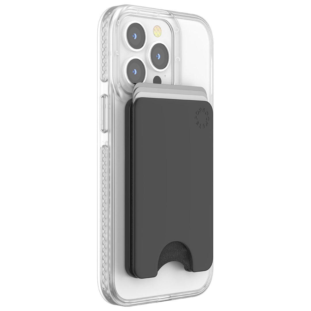 PopSockets Handy-Wallet für MagSafe, Kartenhalter ohne Grip, Black - Black Schwarz, Schwarz