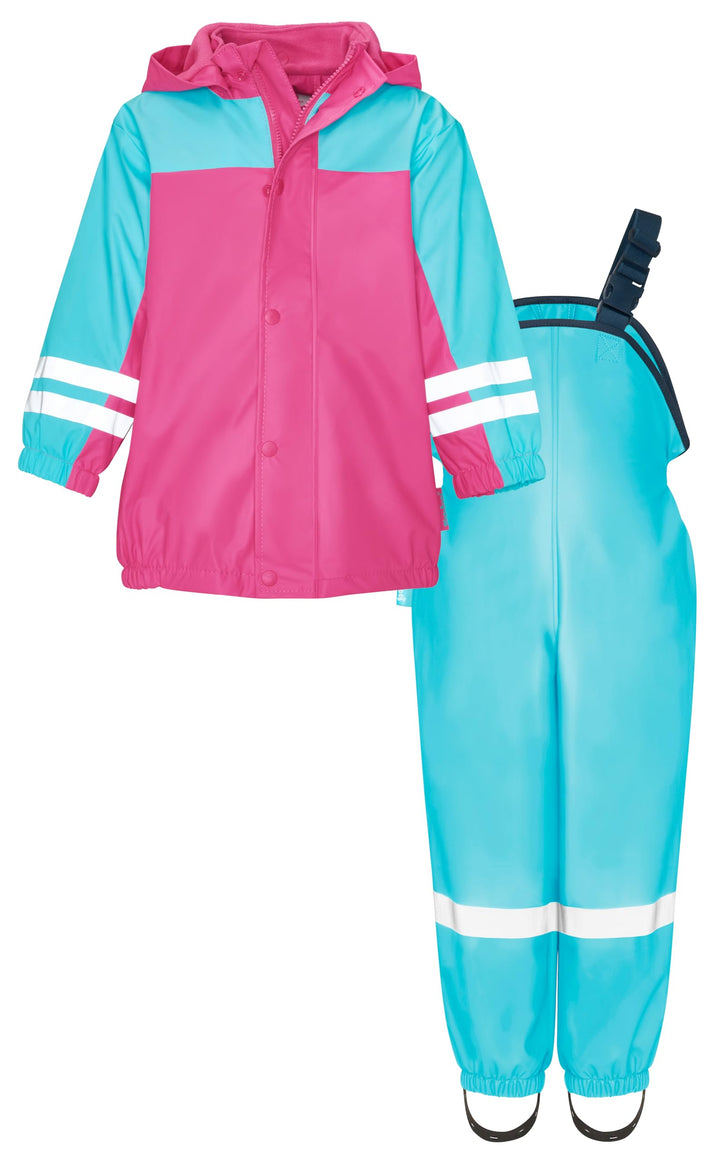 Playshoes Unisex Kinder Regen-Anzug mit Fleece-Futter Warmer Wasserdichter Matschanzug Regenbekleidu