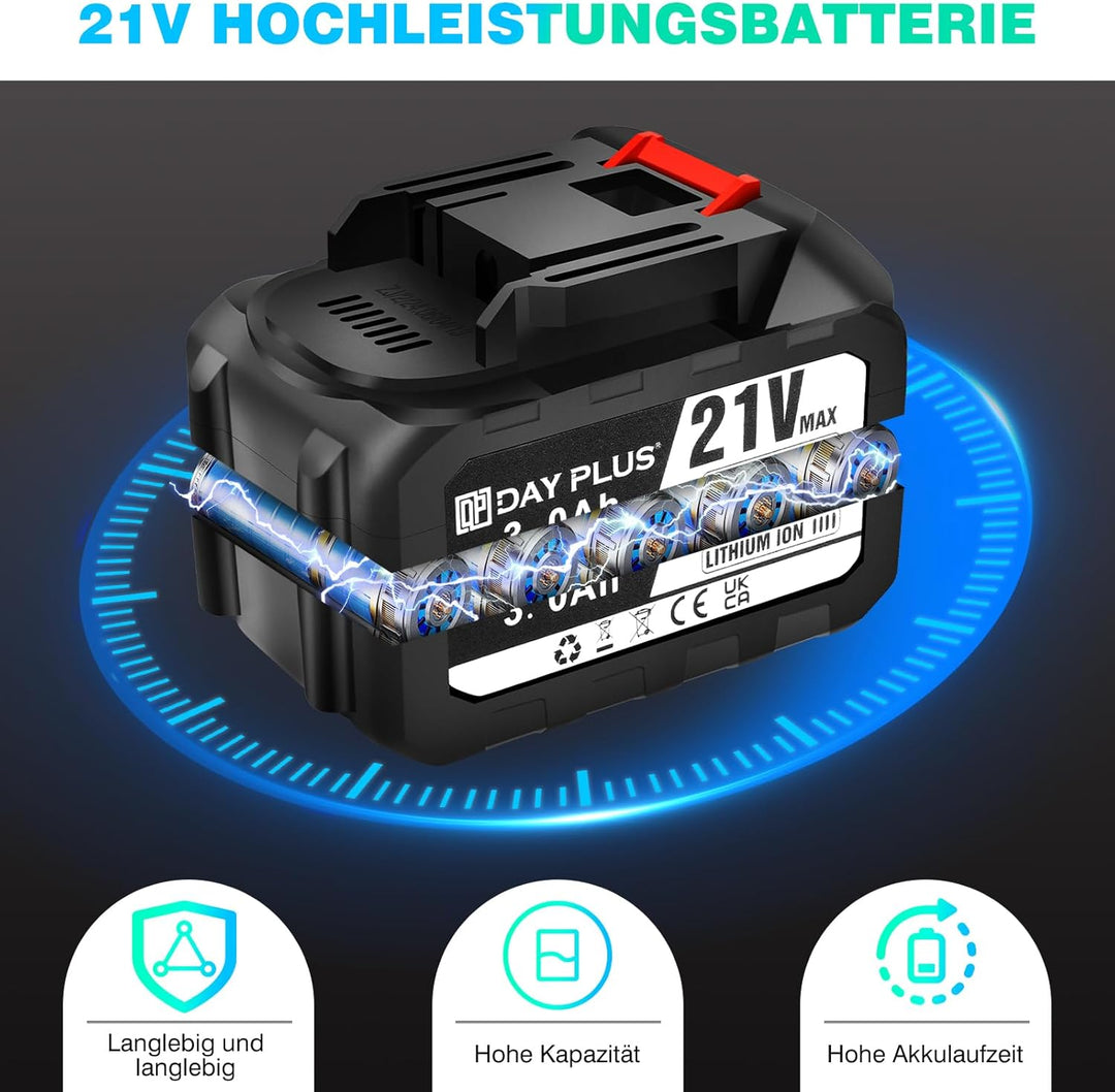 Akku Staubsauger，35000Pa/450W Staubsauger Kabellos，Kabellos Freistehend mit 2*3000mAh Herausnehmbare