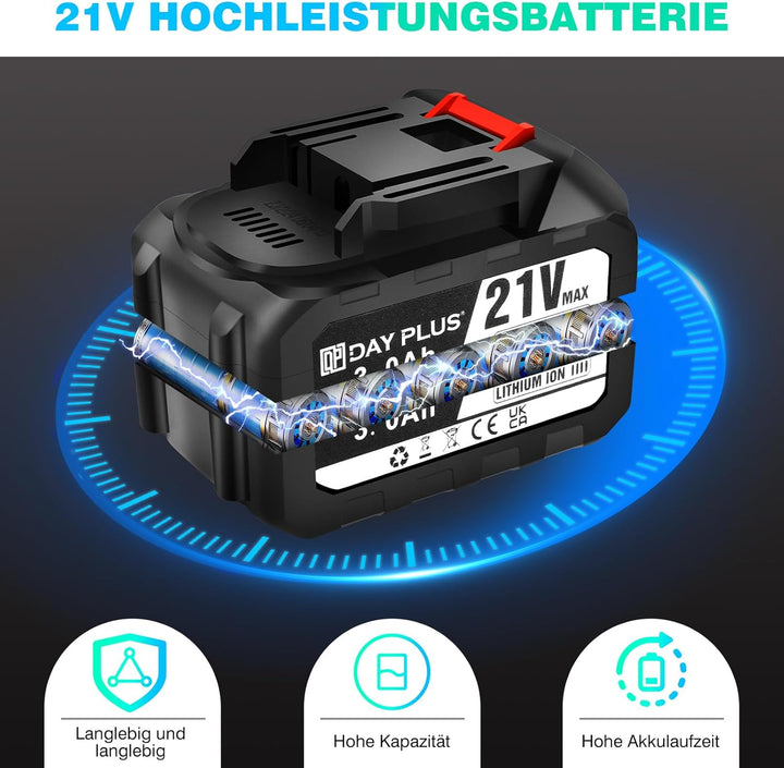 Akku Staubsauger，35000Pa/450W Staubsauger Kabellos，Kabellos Freistehend mit 2*3000mAh Herausnehmbare
