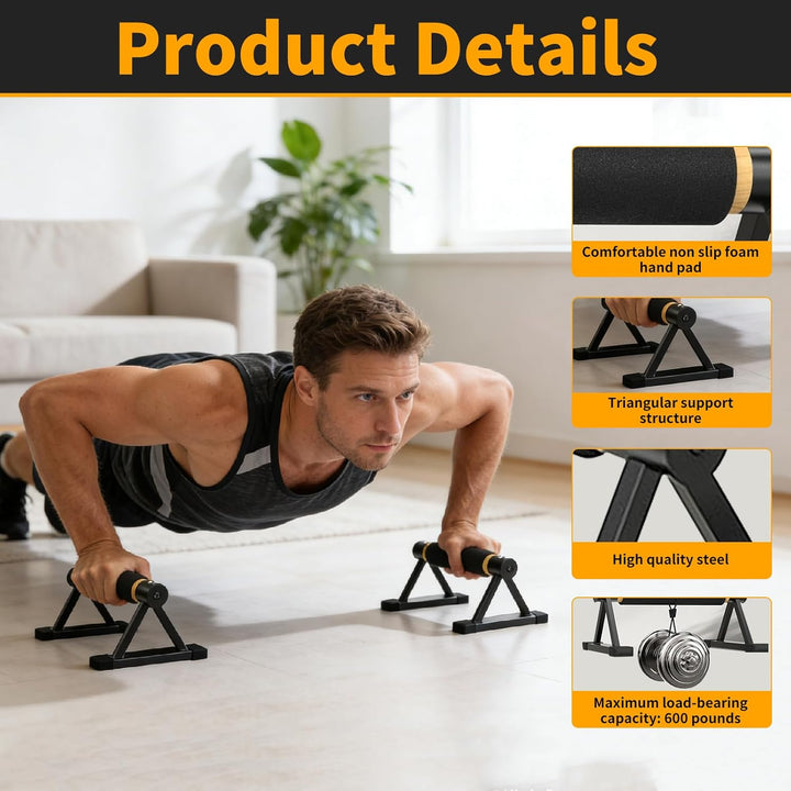 Liegestützgriffe: Push Up Bars, Parallettes für Krafttraining, Zuhause, Fitnessstudio, Rutschfeste L