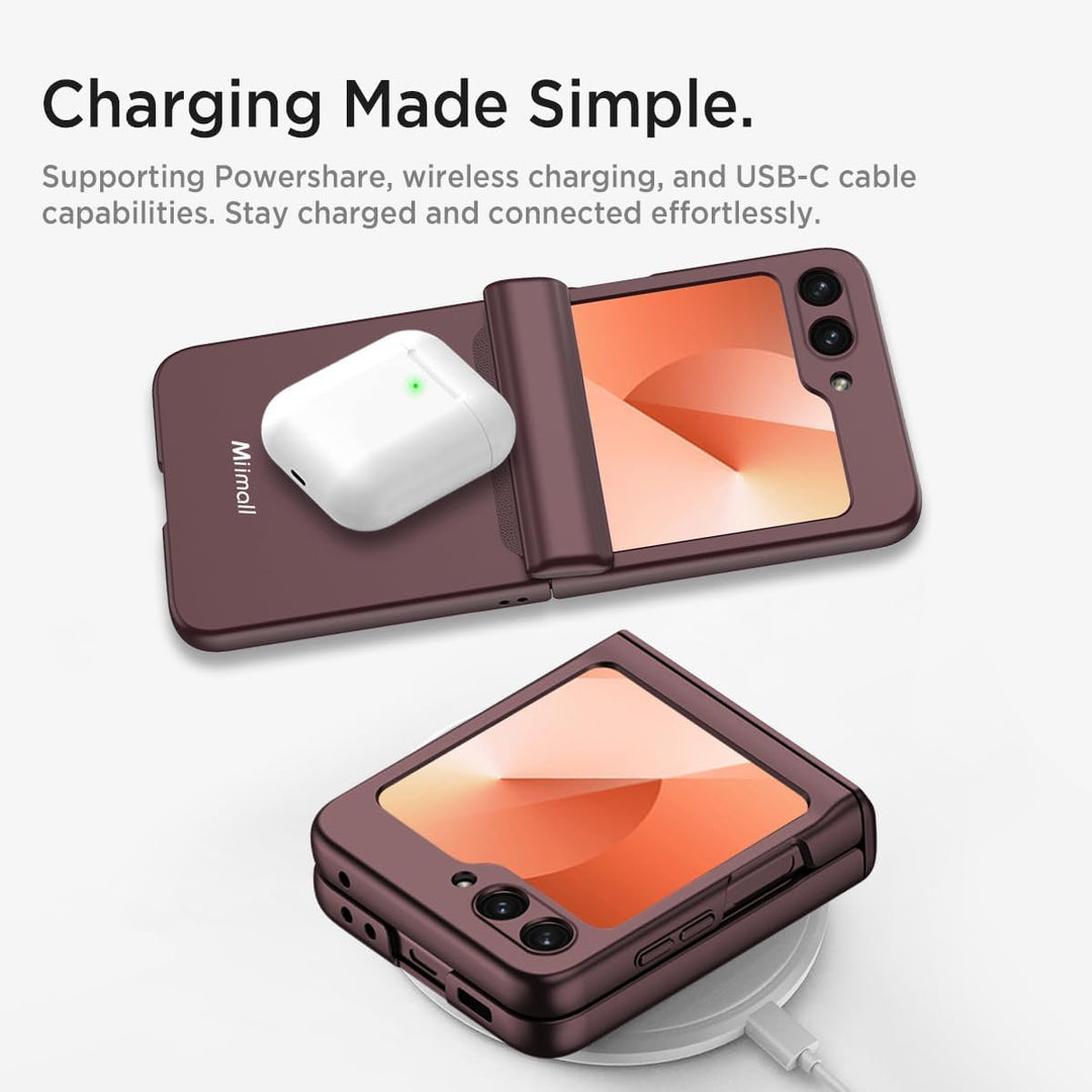 Miimall Kompatibel mit Samsung Galaxy Z Flip 6/Flip7 FE Hülle mit Scharnierschutz Magnetischer [Exte