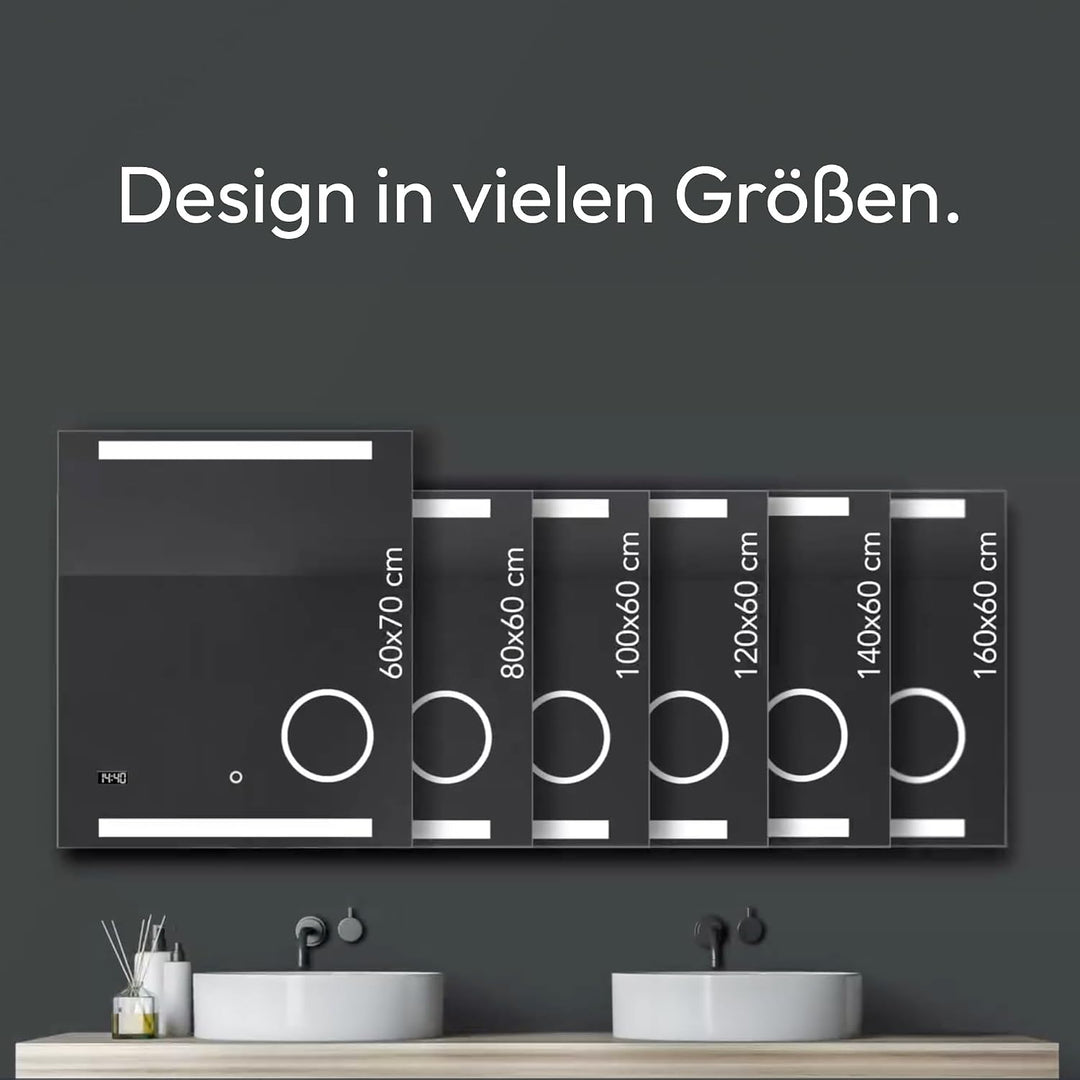Talos King Badspiegel mit Beleuchtung – LED Badezimmerspiegel 80x60 cm – Wandspiegel mit beleuchtete