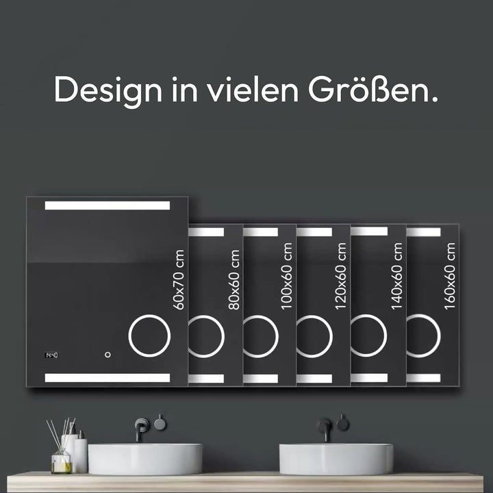 Talos King Badspiegel mit Beleuchtung – LED Badezimmerspiegel 80x60 cm – Wandspiegel mit beleuchtete